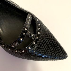White house black market snakeskin leather heels with silver studs
